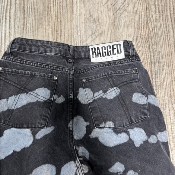 The Ragged Priest pixel Beyond Tie Dye Dad Jeans 28 black white wide leg circle - Picture 3 of 7